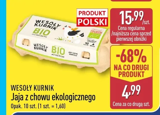 Jajka kurze z chowu ekologicznego Wesoły Kurnik promocja w Aldi