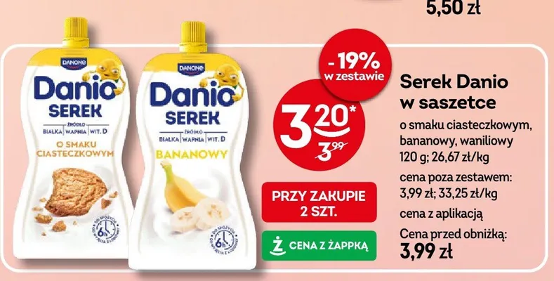 Serek Danio w saszetce bananowy Danone promocja w Żabka