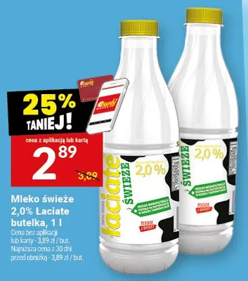 Mleko świeże Łaciate butelka 2.0% promocja w Twój Market