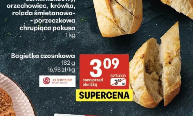 Bagietka czosnkowa La Lorraine promocja w Delikatesy Centrum
