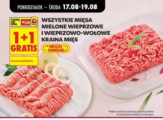 Mięsa mielone wieprzowe i wieprzowo-wołowe Kraina Mięs promocja w Biedronka