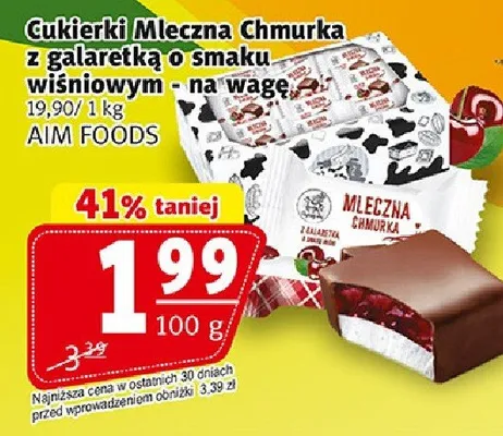 Galaretka Mleczna Chmurka z galaretką o smaku wiśniowym - na wagę promocja w Prim Market