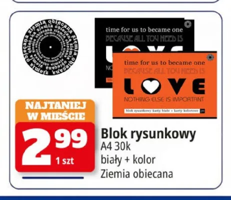 Blok rysunkowy Ziemia obiecana A4 30k biały + kolor promocja w Leclerc