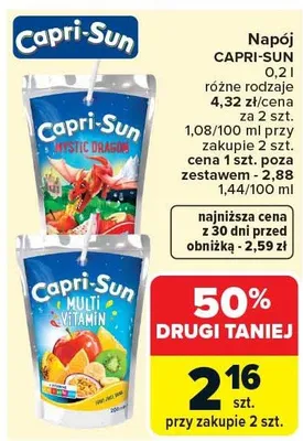 Napój CAPRI-SUN 0,2 l różne rodzaje promocja w Carrefour Market