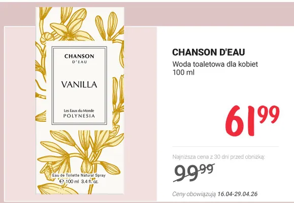 Woda toaletowa dla kobiet Vanilla promocja w Rossmann