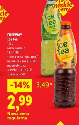 Ice Tea brzoskwiniowa Freeway promocja w Lidl