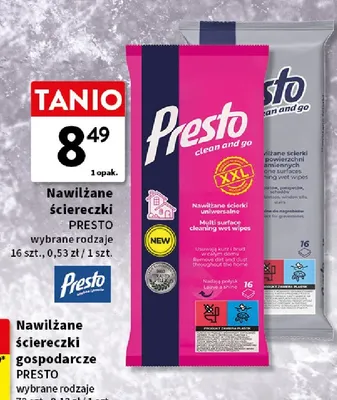 Nawilżane ściereczki Presto promocja w Intermarche