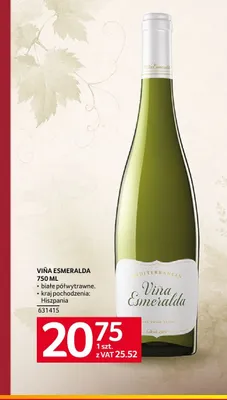 Wino Viña Esmeralda białe półwytrawne Hiszpania promocja w Selgros