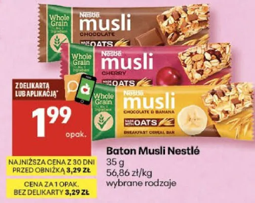 Baton Musli czekoladowy promocja w Delikatesy Centrum