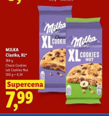 Ciastka XL Cookies Nut Milka promocja w Lidl