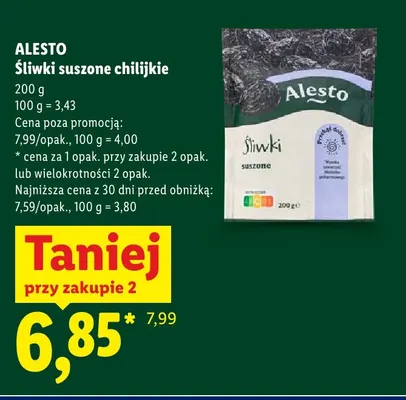 Śliwki suszone chilijskie Alesto promocja w Lidl
