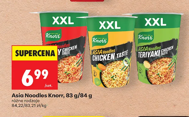 Danie błyskawiczne Asia Noodles Spicy Chicken Taste Knorr promocja w Biedronka