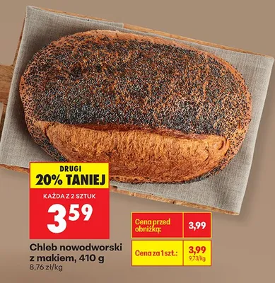 Chleb nowodworski z makiem promocja w Biedronka