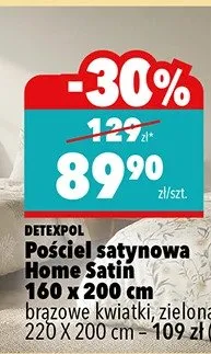 Pościel satynowa Home Satin 160x200 cm brązowe kwiatki, zielona 220x200 cm promocja w Biedronka