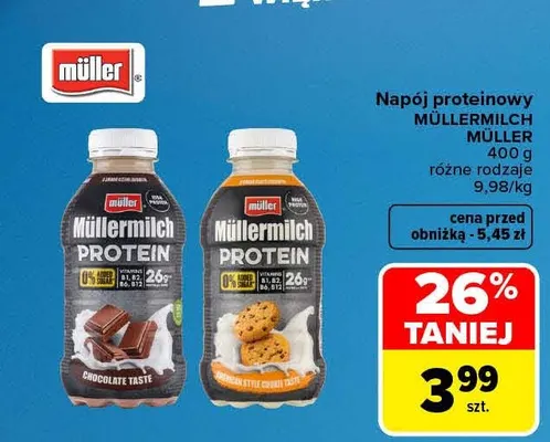 Napój proteinowy Müllermilch Chocolate Taste Müller promocja w Carrefour