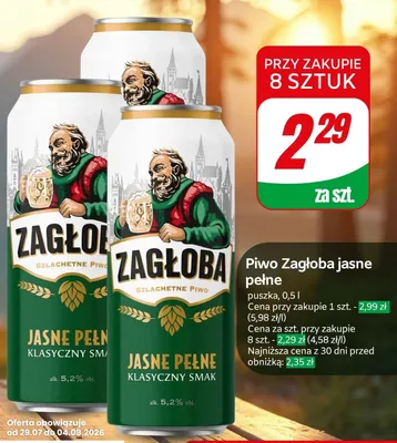 Piwo Zagłoba jasne pełne promocja w Dino