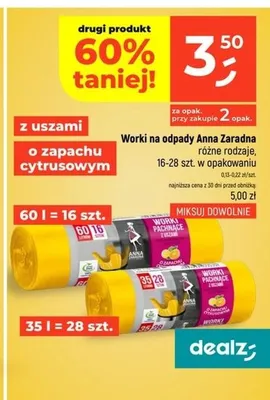 Worki na odpady Anna Zaradna z uszami o zapachu cytrusowym 60 l promocja w Dealz