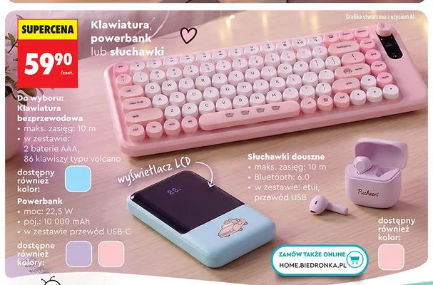 Słuchawki douszne Pusheen promocja w Biedronka