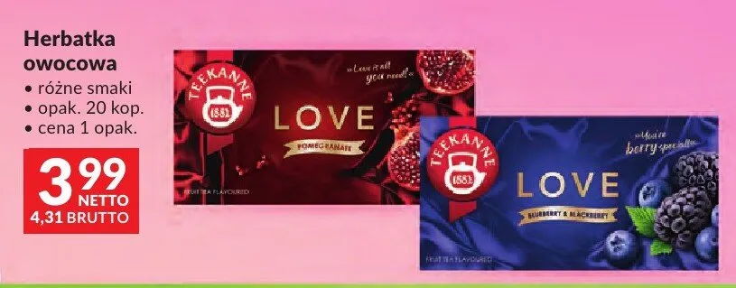 Herbatka owocowa Teekanne Love Blueberry & Blackberry promocja w Makro