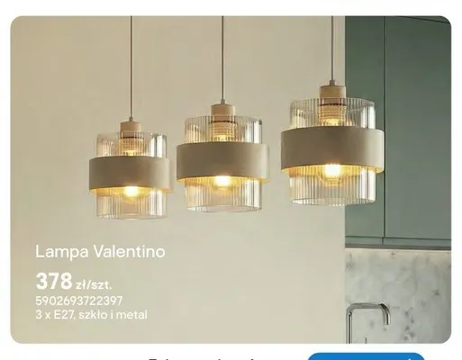 Lampa Valentino 3 x E27 szkło i metal promocja w Castorama