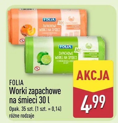 Worki zapachowe na śmieci 30l promocja w Aldi