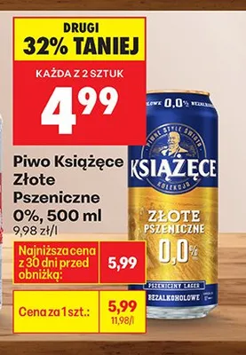 Piwo książęce złote pszeniczne 0% promocja w Biedronka