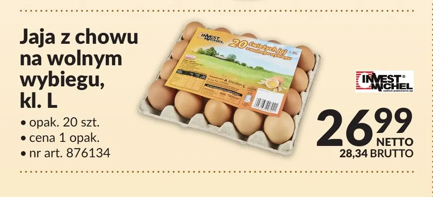 Jajka kurze z chowu na wolnym wybiegu Invest Michel promocja w Makro