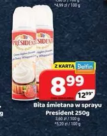 Bita śmietana w sprayu President promocja w Delfin