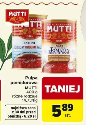 Pulpa pomidorowa MUTTI promocja w Carrefour