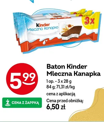 Baton Kinder Mleczna Kanapka 3-pak 28 g promocja w Żabka