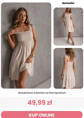 Sukienka bawełniana na ramiączkach Renee promocja w Renee