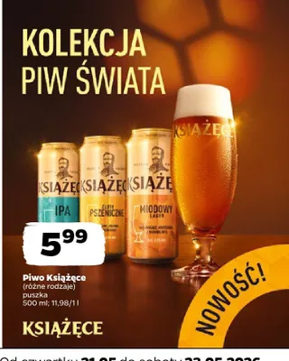 Piwo Książęce Miodowy Lager puszka promocja w Netto