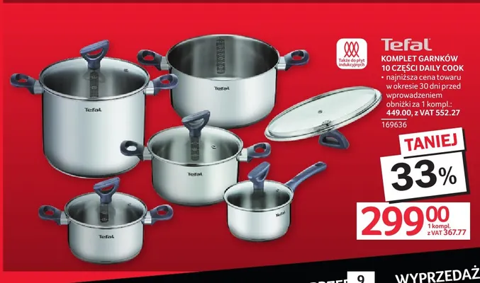 Komplet garnków 10 części Daily Cook Tefal promocja w Selgros
