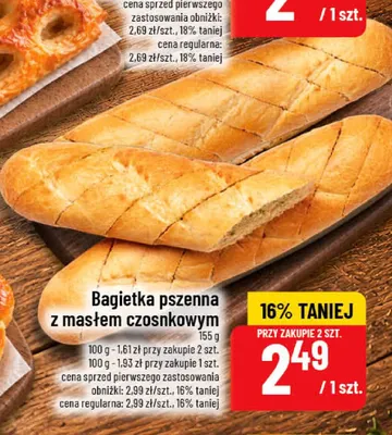 Bagietka pszenna z masłem czosnkowym promocja w POLOmarket