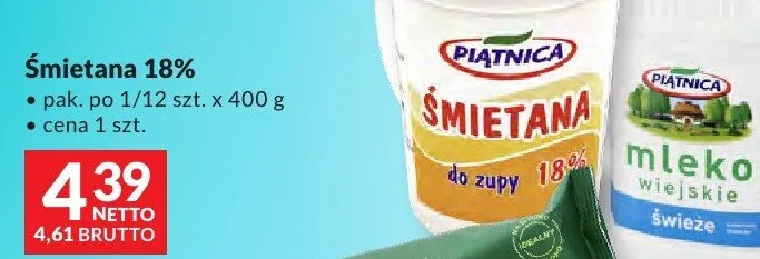 Mleko świeże wiejskie 2% Piątnica promocja w Makro