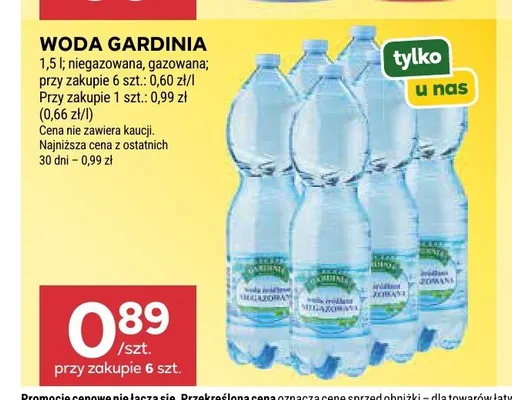 Woda Gardinia gazowana promocja w Stokrotka