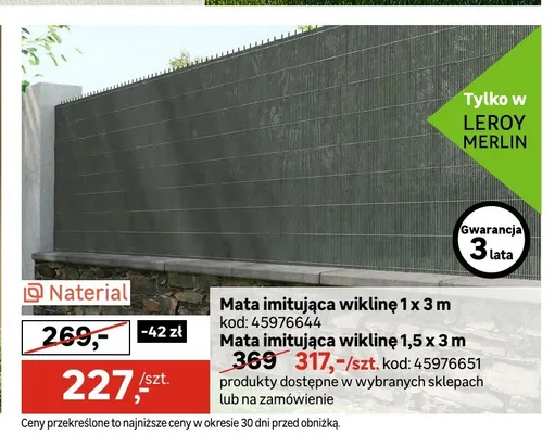 Mata imitująca wiklinę Naterial promocja w Leroy Merlin