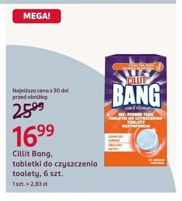 Tabletki do czyszczenia toalety Cillit Bang Power Cleaner WC Power Tabs 6-pak promocja w Rossmann
