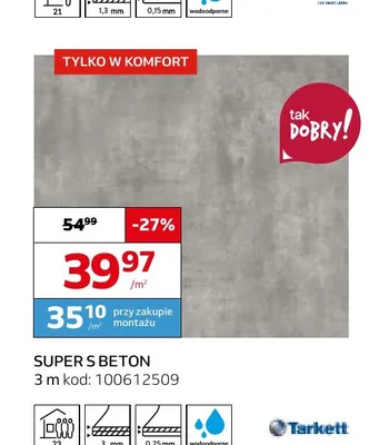 Wykładzina elastyczna Super S Beton promocja w Komfort