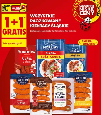 Kiełbasa śląska z cheddarem Kraina Wędlin 450g promocja w Biedronka