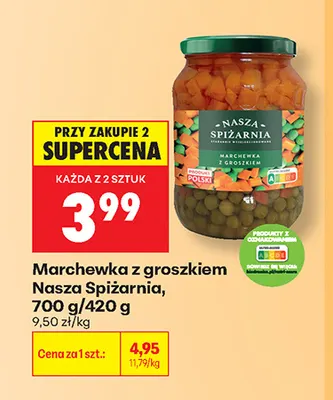Marchewka z groszkiem Nasza Spiżarnia promocja w Biedronka