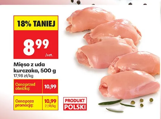 Mięso z uda kurczaka 500g promocja w Biedronka