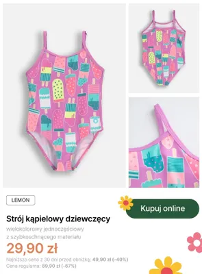 Strój kąpielowy dziewczęcy Lemon wielokolorowy jednoczęściowy promocja w Coccodrillo