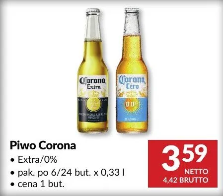 Piwo Corona Extra/0% promocja w Makro