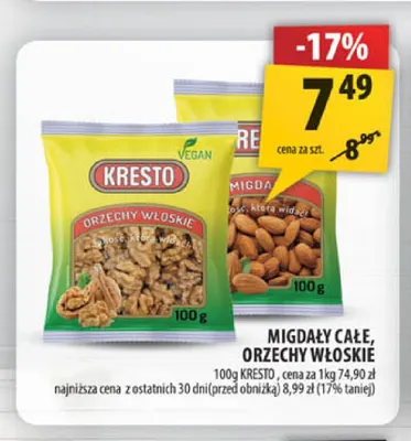 Orzechy włoskie Kresto promocja w Arhelan