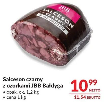Salceson czarny z ozorkami JBB Bałdyga promocja w Makro