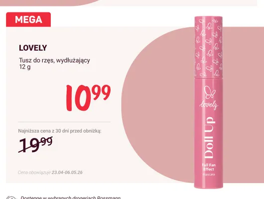 Tusz do rzęs Lovely Doll Up wydłużający promocja w Rossmann