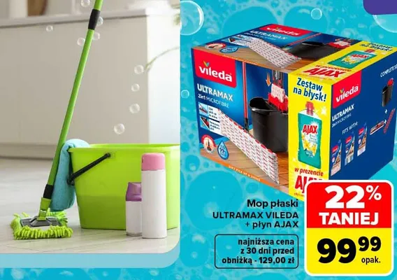 Zestaw mop płaski Ultramax Vileda + płyn Ajax promocja w Carrefour