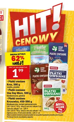 Płatki owsiane błyskawiczne Kruszwica promocja w Twój Market
