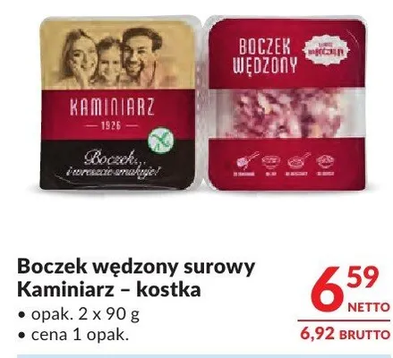 Boczek wędzony surowy Kaminiarz – kostka promocja w Makro